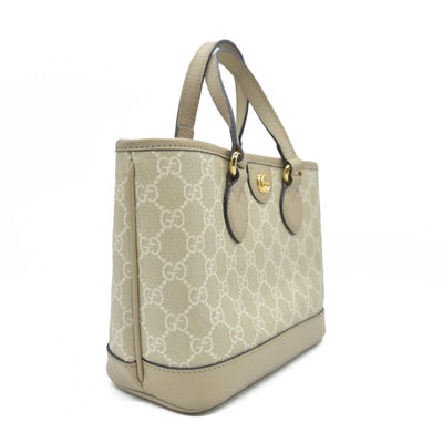 Gucci GG Supreme Monogram Textured Dollar Calfskin Mini Ophidia Shoulder Tote Bag Bag Beige Mystic White Oatmeal