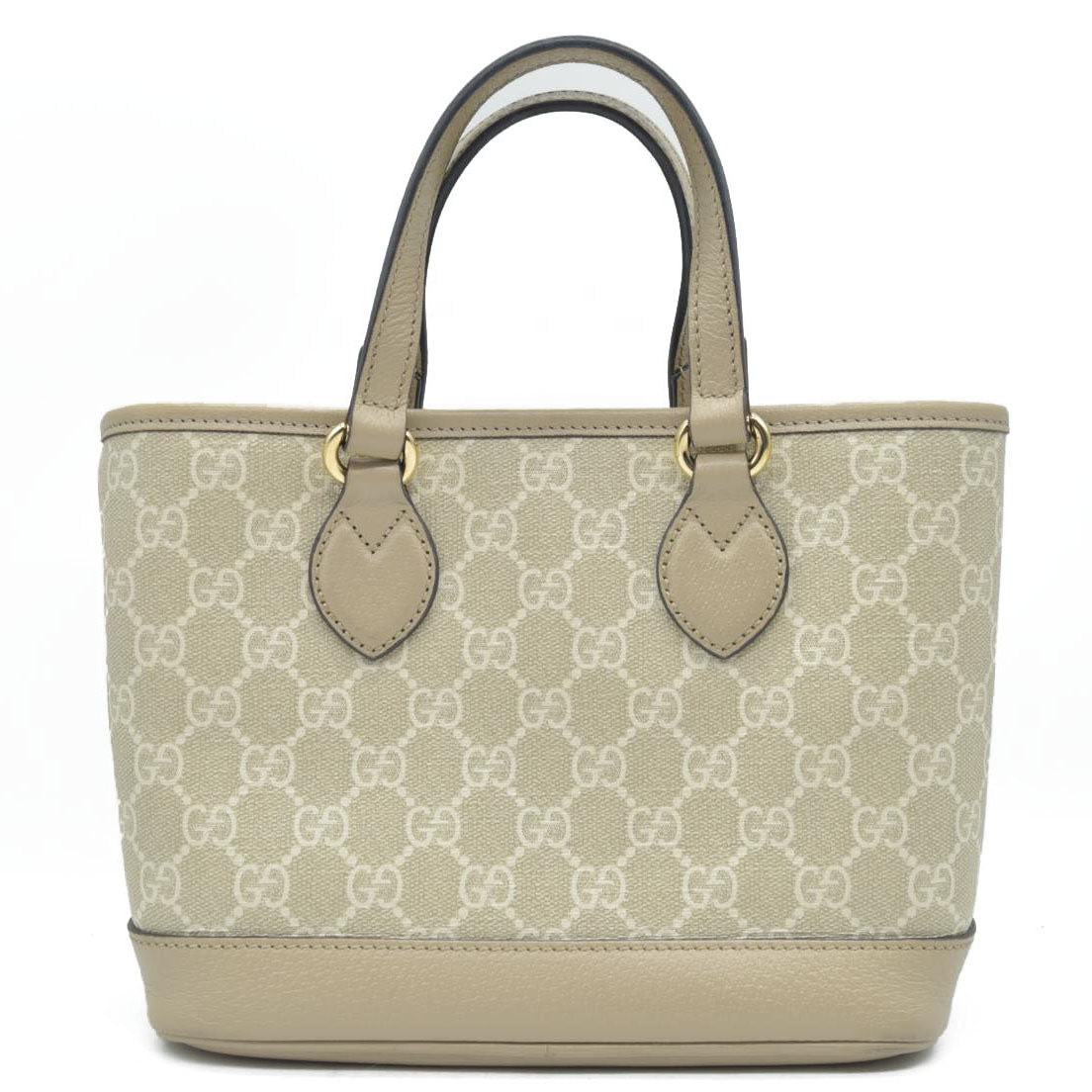 Gucci GG Supreme Monogram Textured Dollar Calfskin Mini Ophidia Shoulder Tote Bag Bag Beige Mystic White Oatmeal