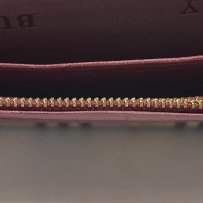 Burberry Beige & Burgundy Canvas Leather Nova Check Long Wallet CONSIGNMENT