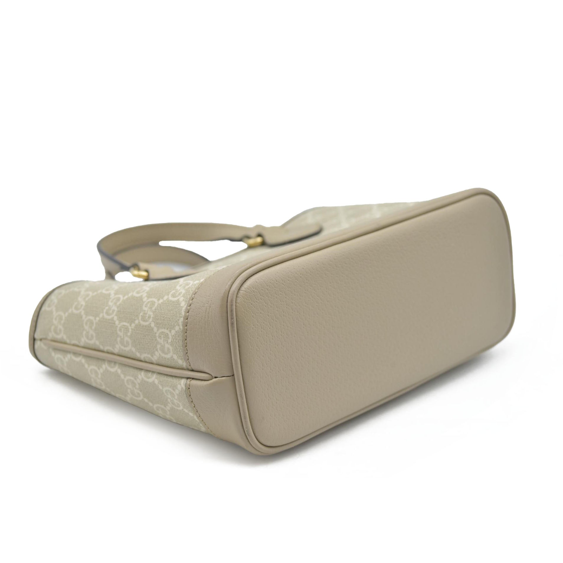 Gucci GG Supreme Monogram Textured Dollar Calfskin Mini Ophidia Shoulder Tote Bag Bag Beige Mystic White Oatmeal