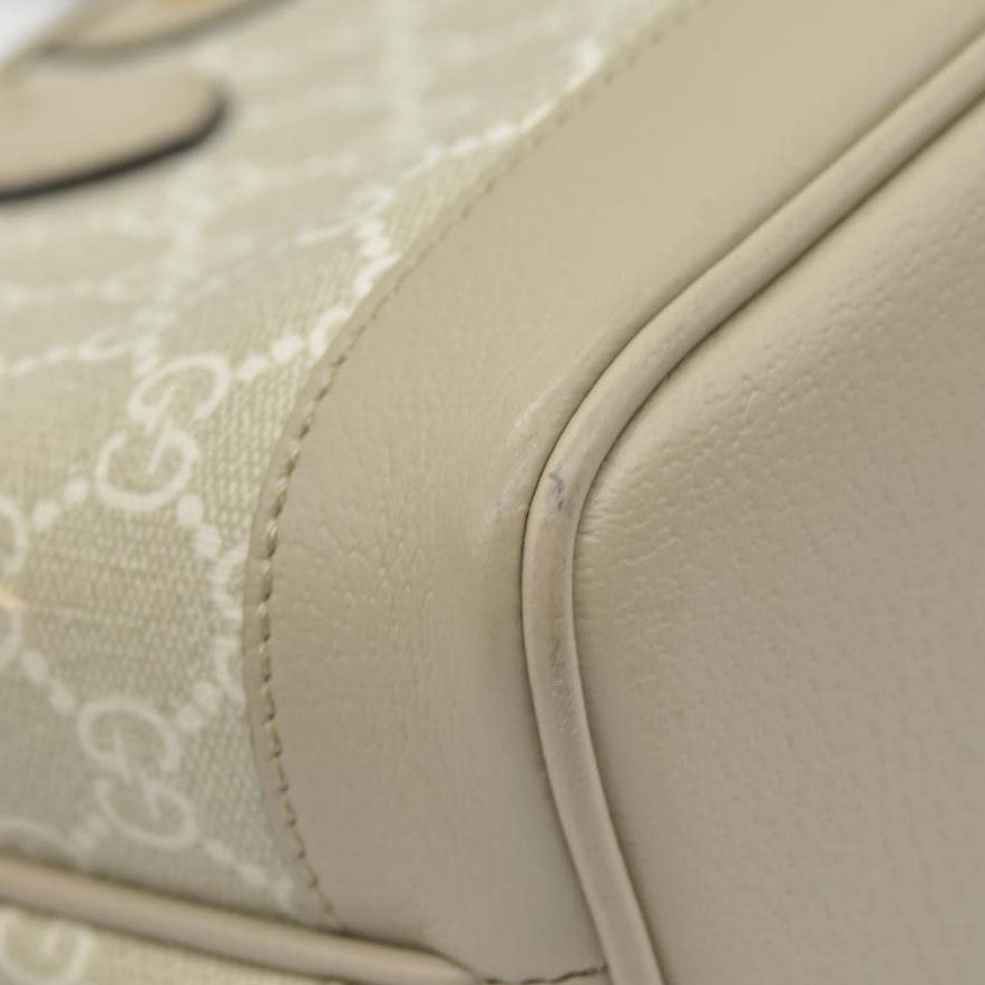 Gucci GG Supreme Monogram Textured Dollar Calfskin Mini Ophidia Shoulder Tote Bag Bag Beige Mystic White Oatmeal