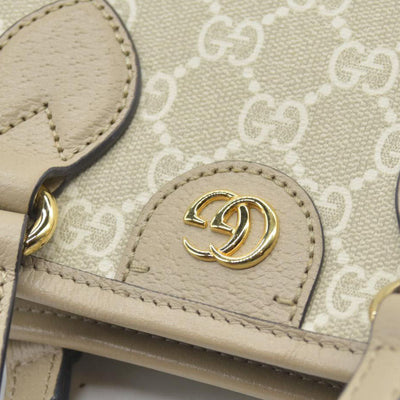 Gucci GG Supreme Monogram Textured Dollar Calfskin Mini Ophidia Shoulder Tote Bag Bag Beige Mystic White Oatmeal