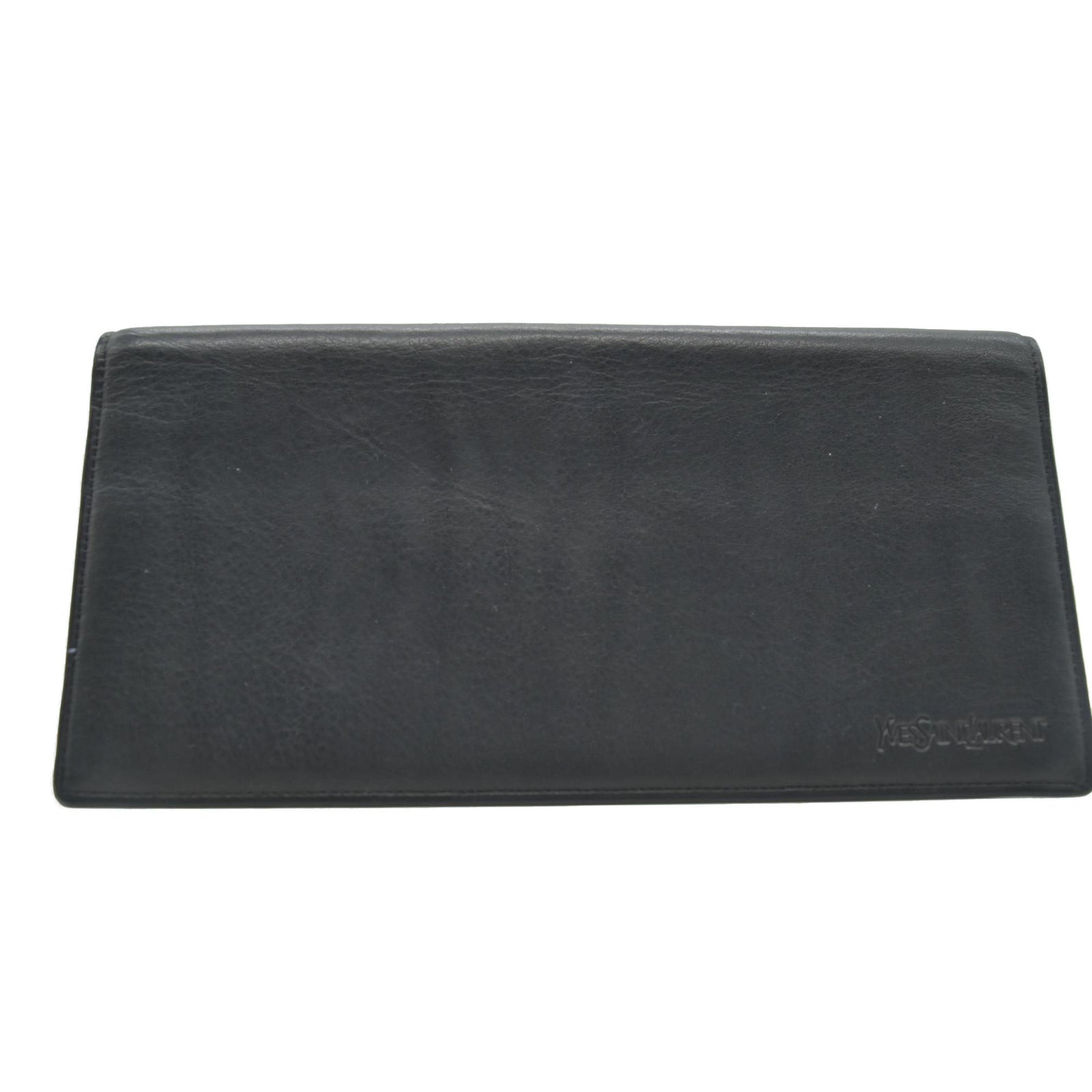 $760 YSL Yves Saint Laurent Leather Continental Black Wallet CONSIGNMENT
