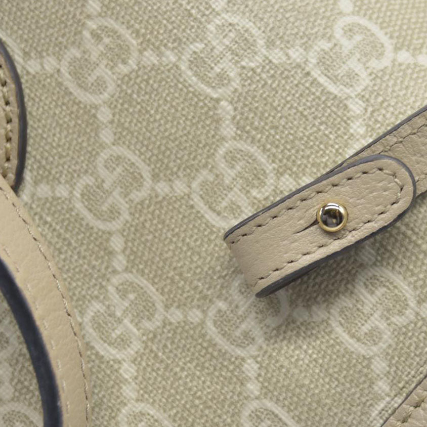 Gucci GG Supreme Monogram Textured Dollar Calfskin Mini Ophidia Shoulder Tote Bag Bag Beige Mystic White Oatmeal