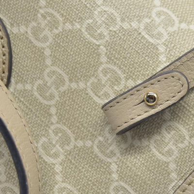 Gucci GG Supreme Monogram Textured Dollar Calfskin Mini Ophidia Shoulder Tote Bag Bag Beige Mystic White Oatmeal