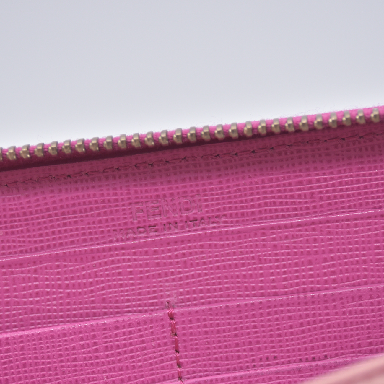 $930 Fendi Zucca Pink Monogram Zip Around Wallet CONSIGNMENT