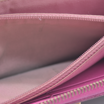 $930 Fendi Zucca Pink Monogram Zip Around Wallet CONSIGNMENT