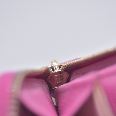 $930 Fendi Zucca Pink Monogram Zip Around Wallet CONSIGNMENT