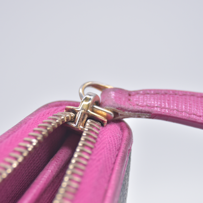 $930 Fendi Zucca Pink Monogram Zip Around Wallet CONSIGNMENT