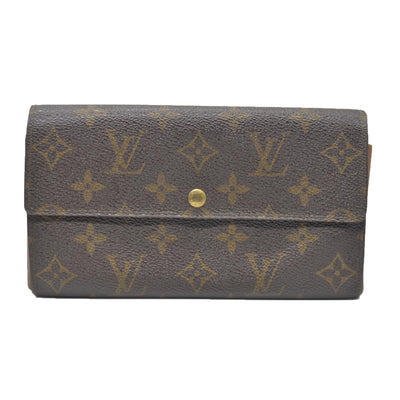 AUCTION $720 Louis Vuitton Monogram Portefeiulle Sarah Long Bifold Wallet Brown CA0934