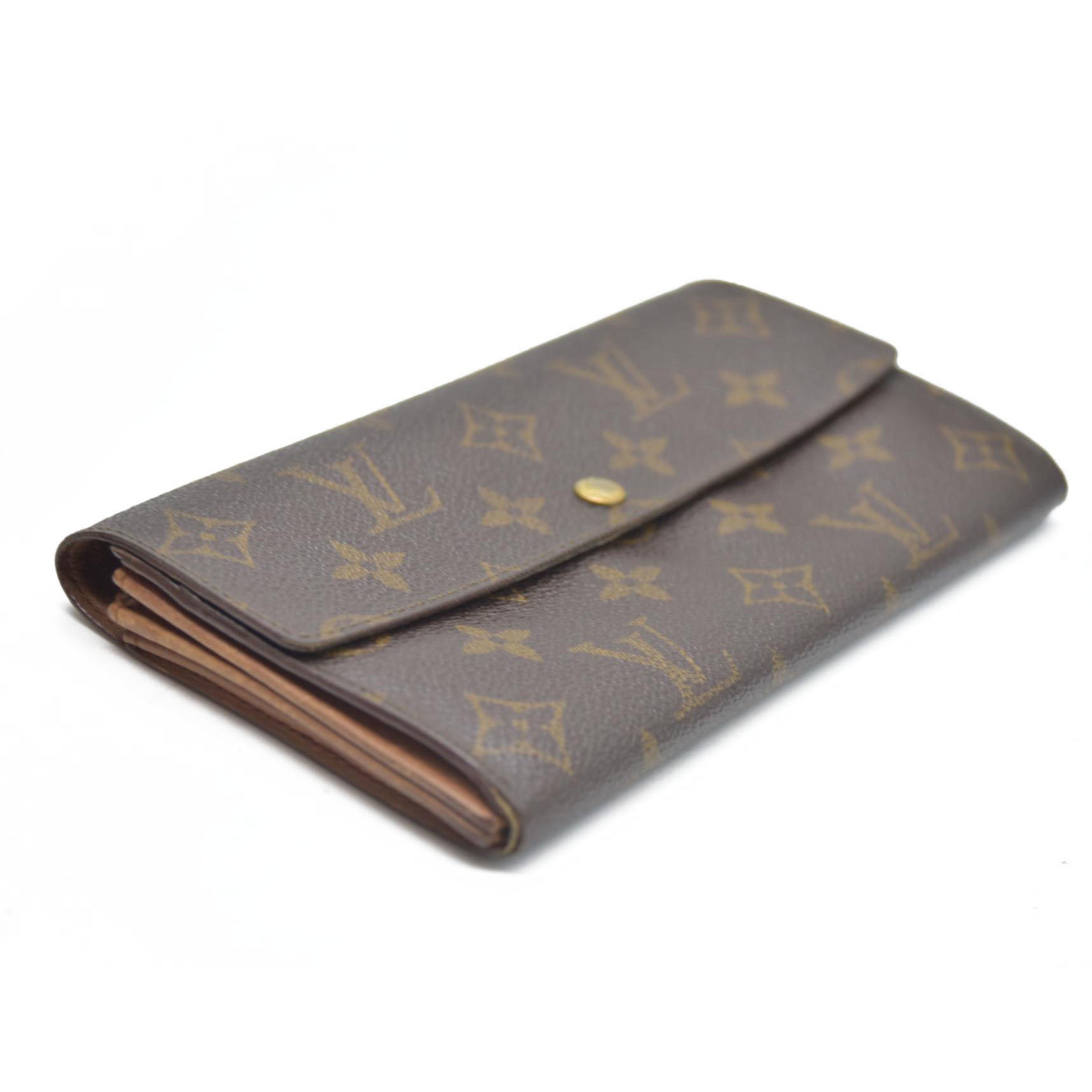 AUCTION $720 Louis Vuitton Monogram Portefeiulle Sarah Long Bifold Wallet Brown CA0934