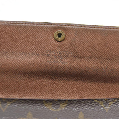 AUCTION $720 Louis Vuitton Monogram Portefeiulle Sarah Long Bifold Wallet Brown CA0934