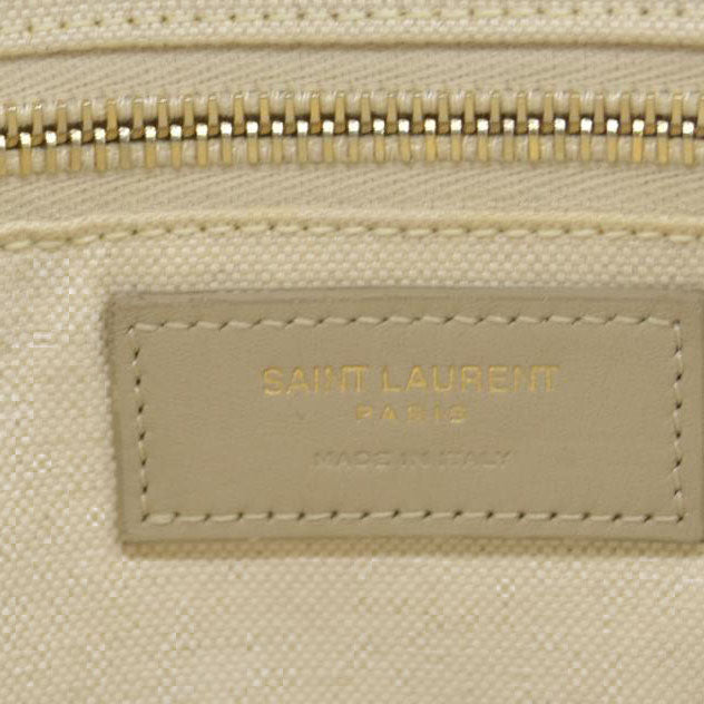 $2000 SAINT LAURENT Linen Calfskin Small Rive Gauche Tote Beige Sea Salt