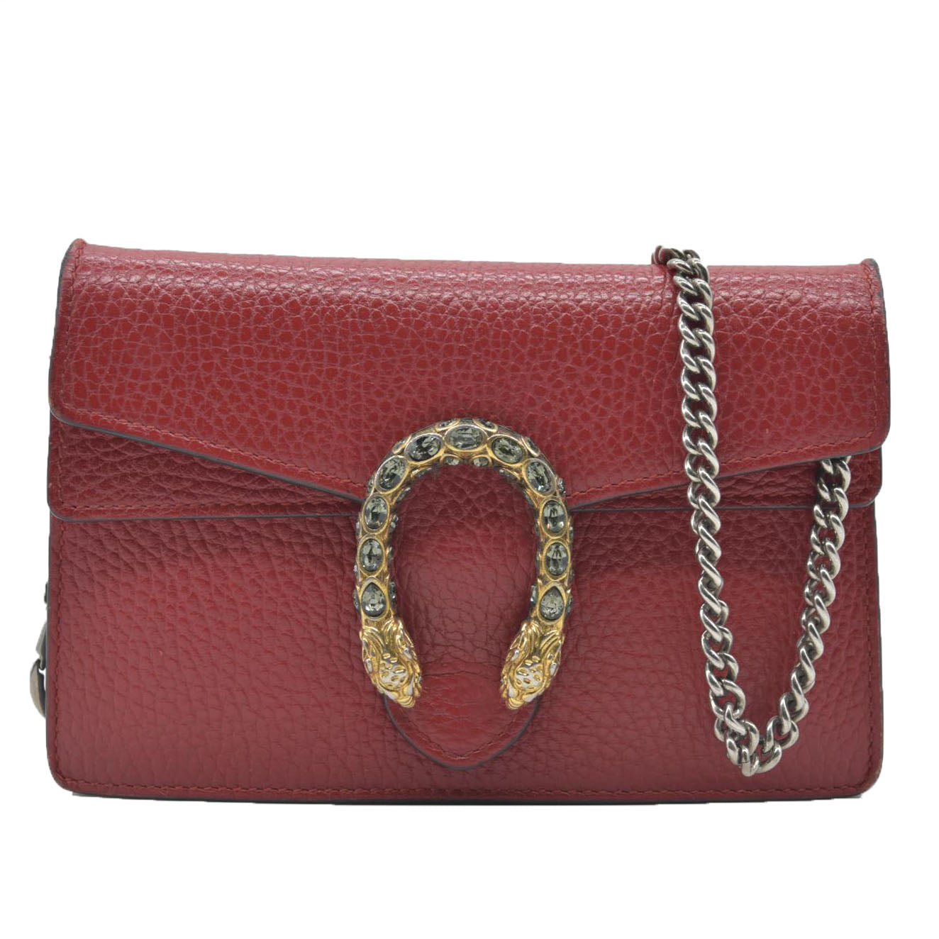 Gucci Dollar Calfskin Swarovski Crystal Small Dionysus Shoulder Bag Hibiscus Red