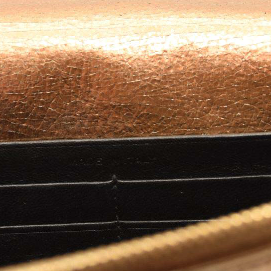 Saint Laurent Metallic Crackled Calfskin Kate Monogram Tassel Chain Wallet Gold