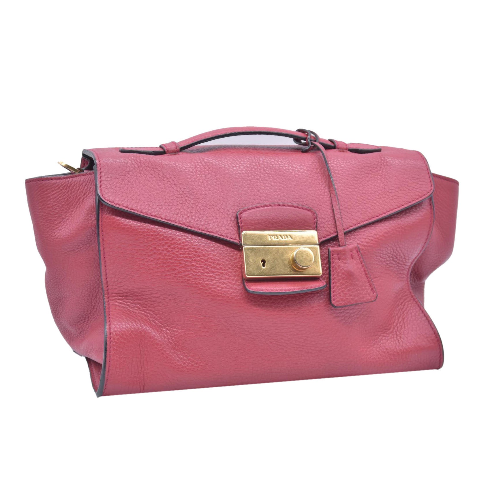 $1595 Prada Vitello Daino Leather Sound Red CONSIGNMENT