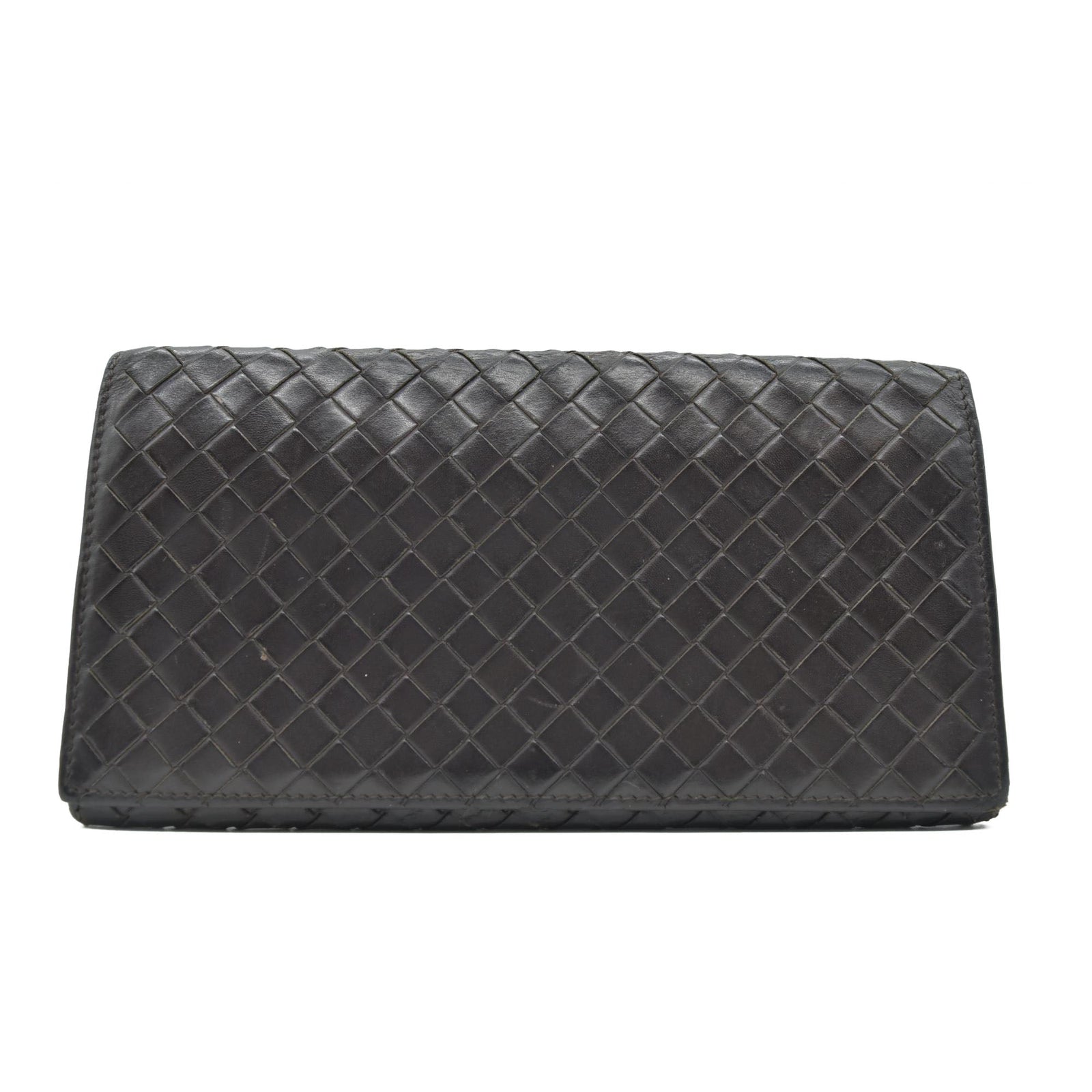 $1050 Bottega Veneta Intrecciato Brown Bifold Long Wallet CONSIGNMENT