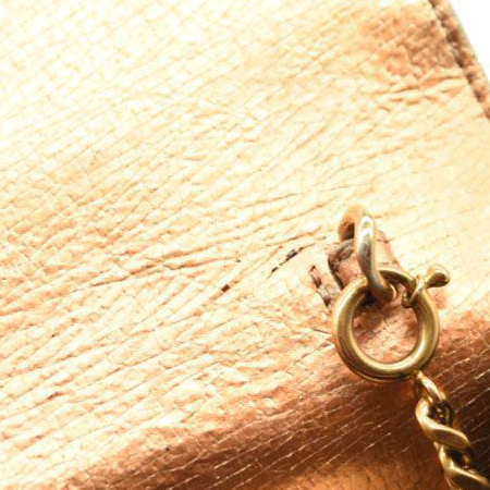 Saint Laurent Metallic Crackled Calfskin Kate Monogram Tassel Chain Wallet Gold