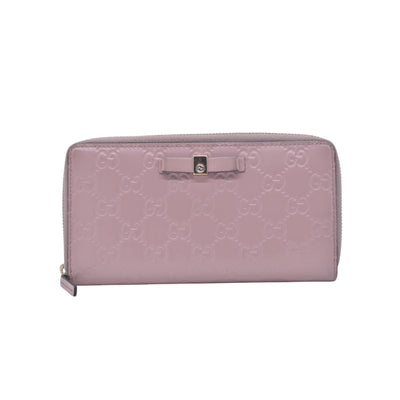 $730 Gucci Guccissima Bow Zip Around Wallet CONSIGNMENT 10021229