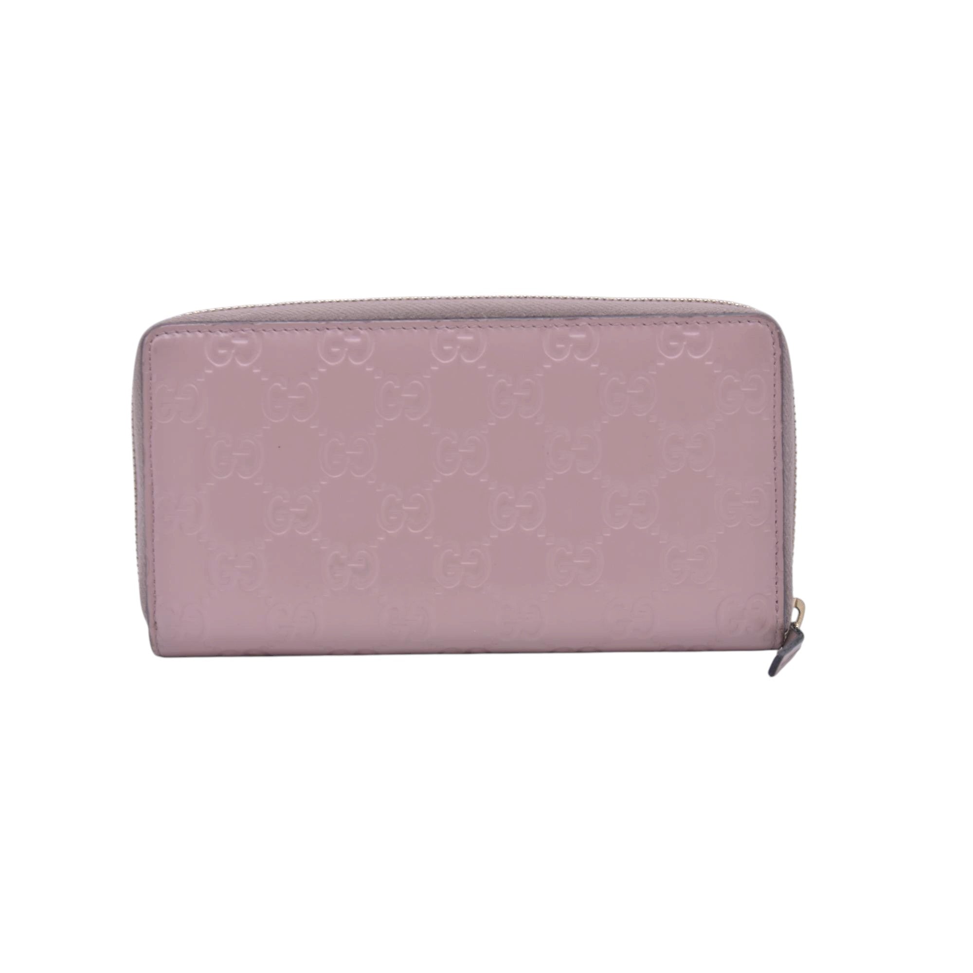 $730 Gucci Guccissima Bow Zip Around Wallet CONSIGNMENT 10021229