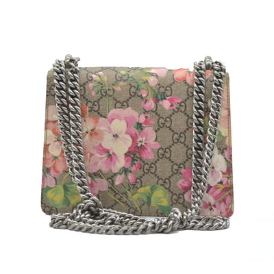 $1200 Gucci GG Supreme Monogram Blooms Mini Dionysus Shoulder Bag Beige Multicolor Dry Rose