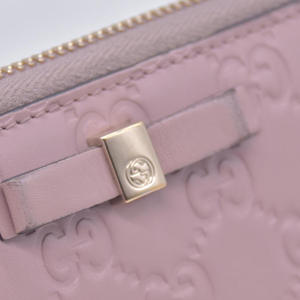 $730 Gucci Guccissima Bow Zip Around Wallet CONSIGNMENT 10021229