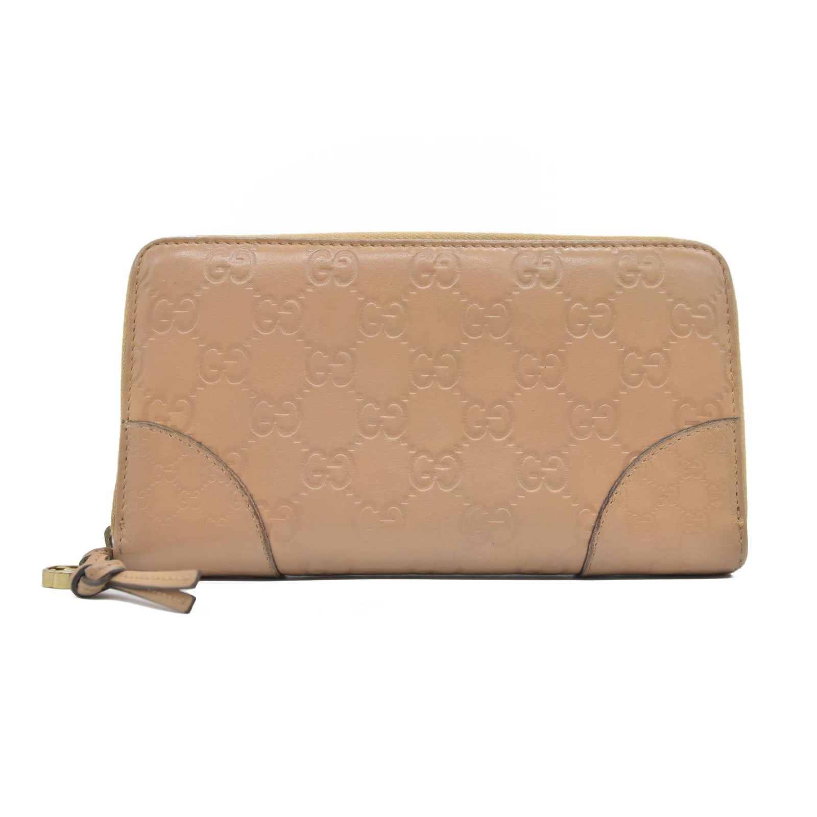 $820 Gucci Guccissima Signature Microguccissima Bree Zip Around Wallet Beige CONSIGNMENT