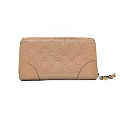 $820 Gucci Guccissima Signature Microguccissima Bree Zip Around Wallet Beige CONSIGNMENT