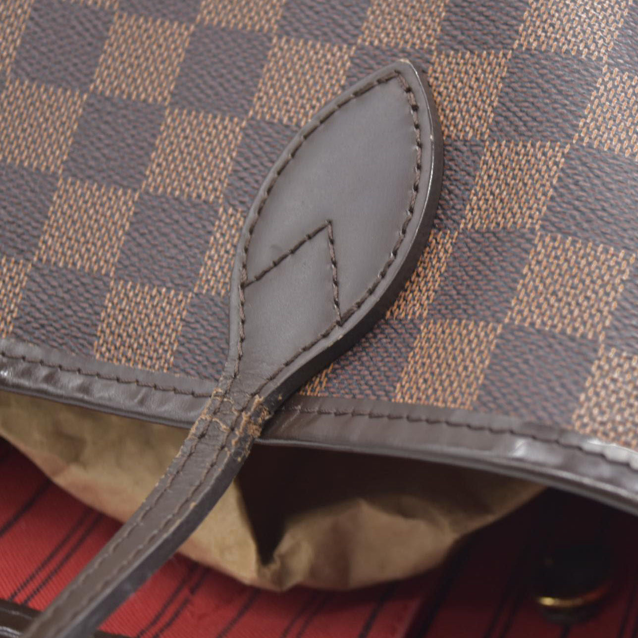 $2170 Louis Vuitton Damier Ebene Neverfull