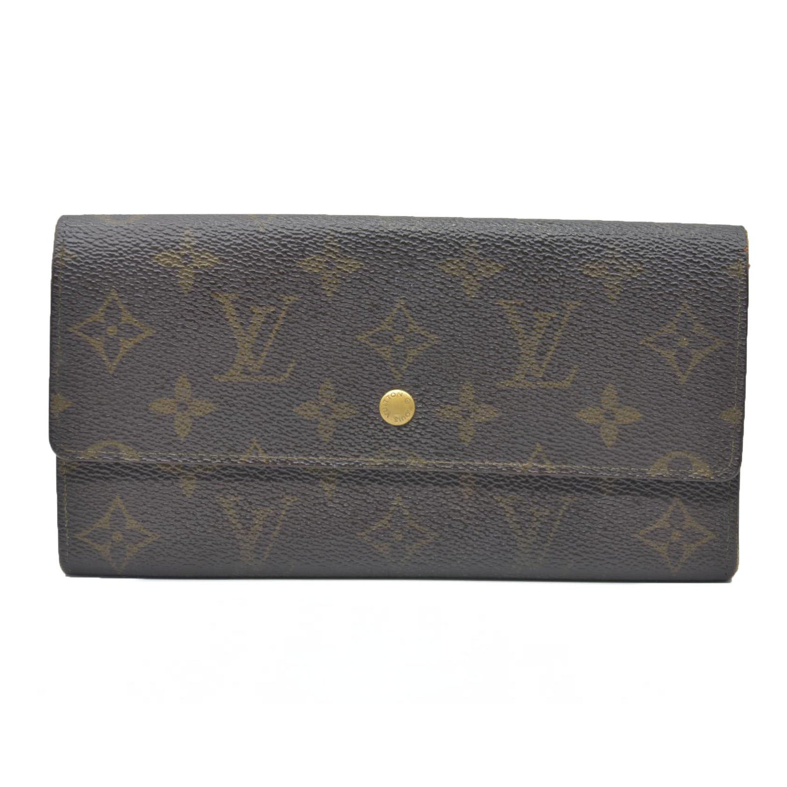 AUCTION $720 Louis Vuitton Monogram Portefeiulle Sarah Long Bifold Wallet Brown AN1921
