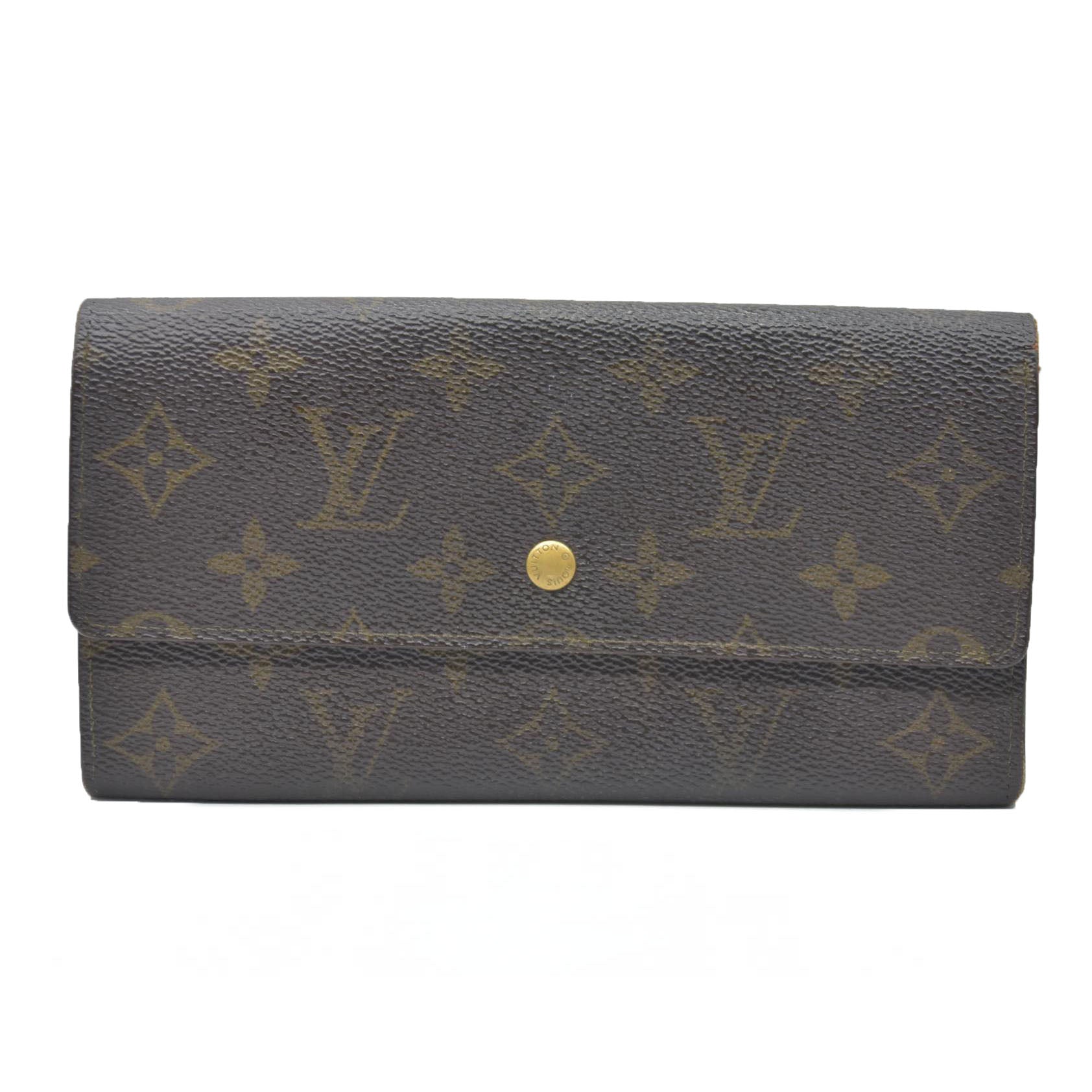 AUCTION $720 Louis Vuitton Monogram Portefeiulle Sarah Long Bifold Wallet Brown AN1921