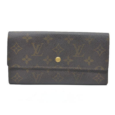 AUCTION $720 Louis Vuitton Monogram Portefeiulle Sarah Long Bifold Wallet Brown AN1921