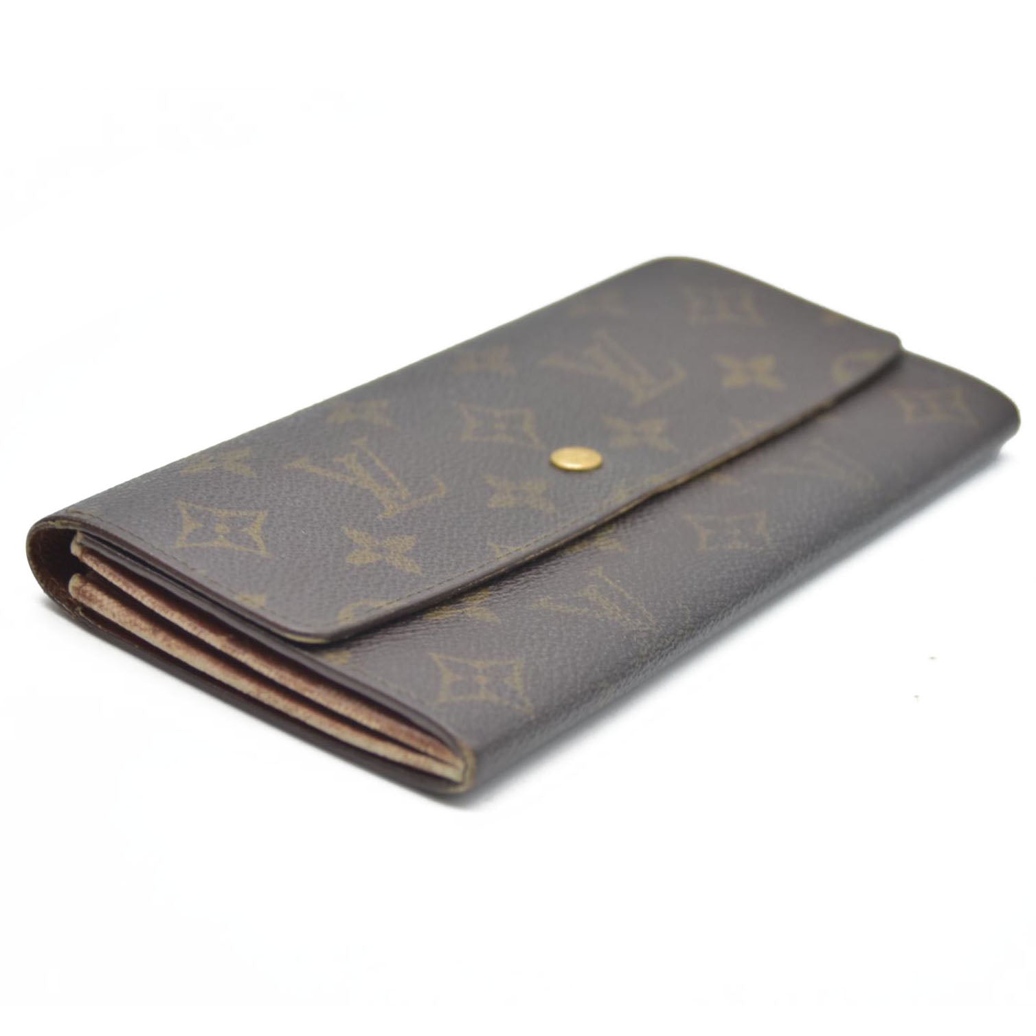 AUCTION $720 Louis Vuitton Monogram Portefeiulle Sarah Long Bifold Wallet Brown AN1921