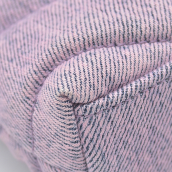 $1000 Saint Laurent Denim Quilted Loulou Puffer Monogram Pouch Clutch Bleached Lilac CONSIGNMENT