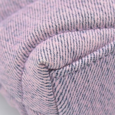 $1000 Saint Laurent Denim Quilted Loulou Puffer Monogram Pouch Clutch Bleached Lilac CONSIGNMENT