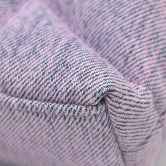 $1000 Saint Laurent Denim Quilted Loulou Puffer Monogram Pouch Clutch Bleached Lilac CONSIGNMENT