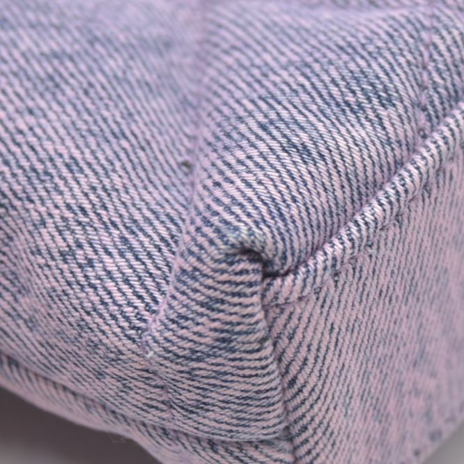 $1000 Saint Laurent Denim Quilted Loulou Puffer Monogram Pouch Clutch Bleached Lilac CONSIGNMENT