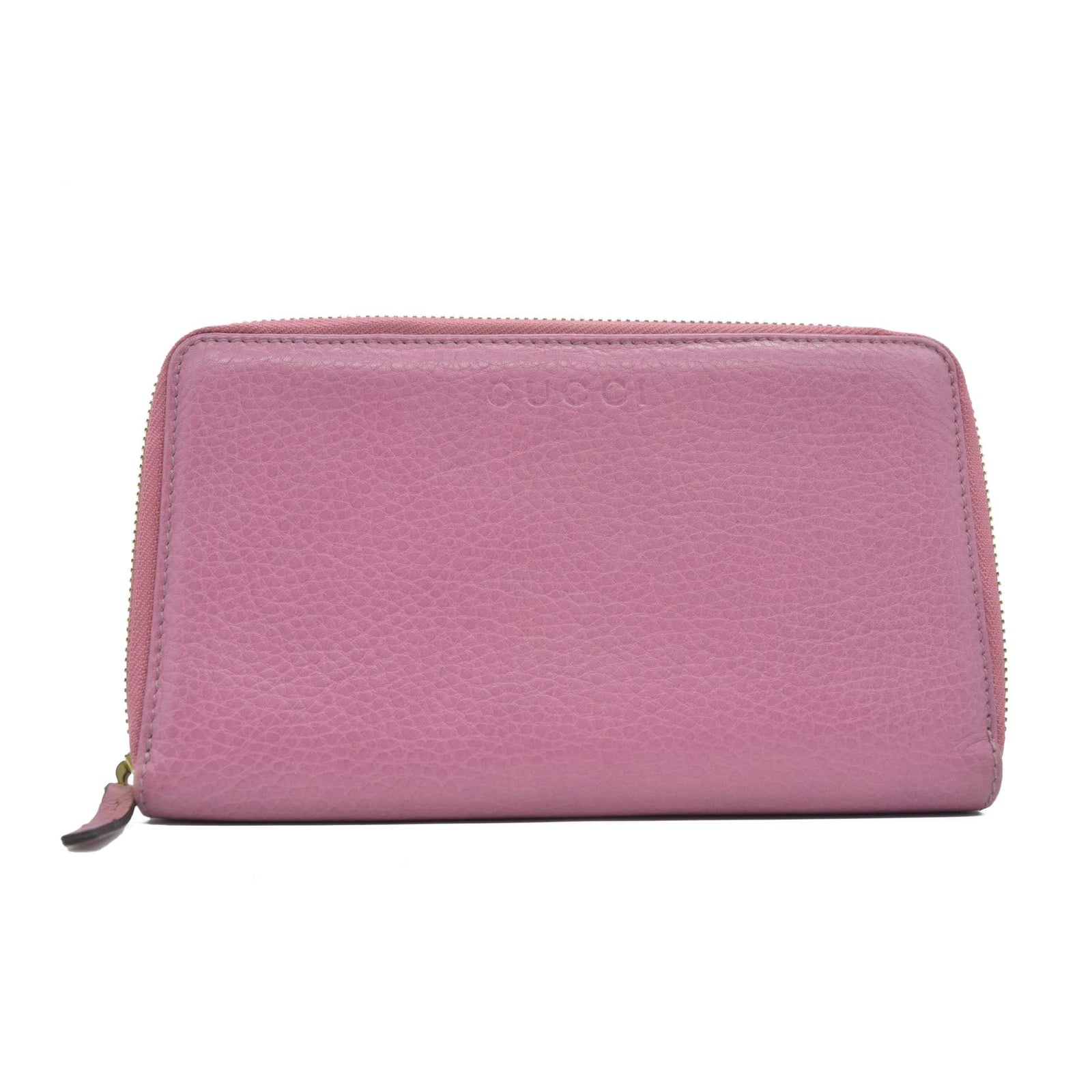 $550 Gucci Dollar Calfskin GG Marmont Zip Around Wallet Perfect Pink