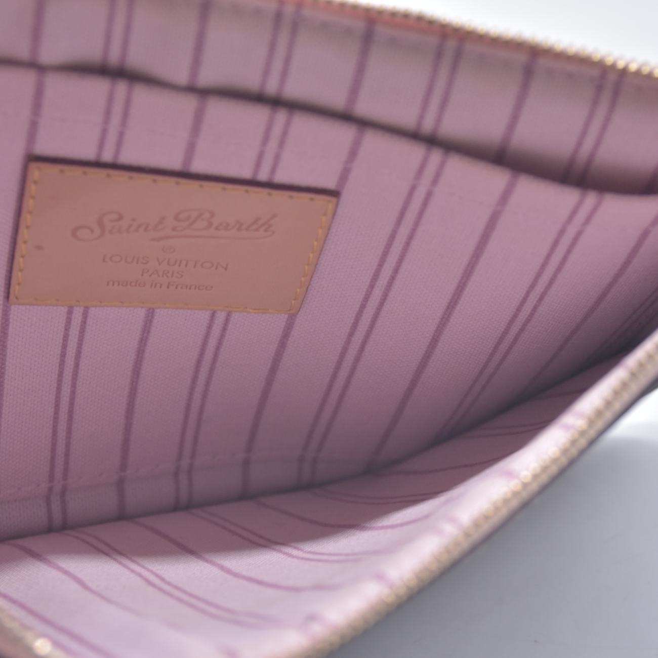 $2800 2015 Louis Vuitton Monogram Saint Barth V Neverfull MM Light Pink