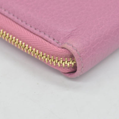 $550 Gucci Dollar Calfskin GG Marmont Zip Around Wallet Perfect Pink