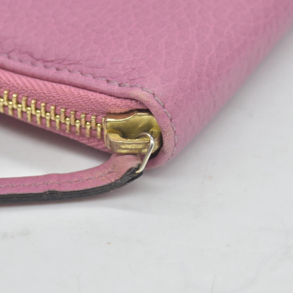 $550 Gucci Dollar Calfskin GG Marmont Zip Around Wallet Perfect Pink
