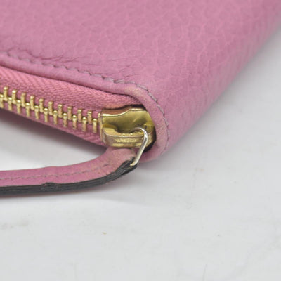 $550 Gucci Dollar Calfskin GG Marmont Zip Around Wallet Perfect Pink