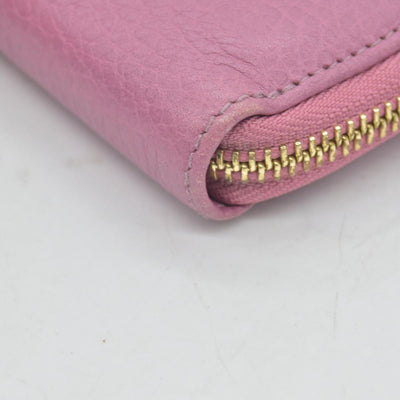 $550 Gucci Dollar Calfskin GG Marmont Zip Around Wallet Perfect Pink