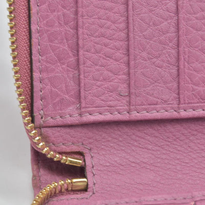 $550 Gucci Dollar Calfskin GG Marmont Zip Around Wallet Perfect Pink