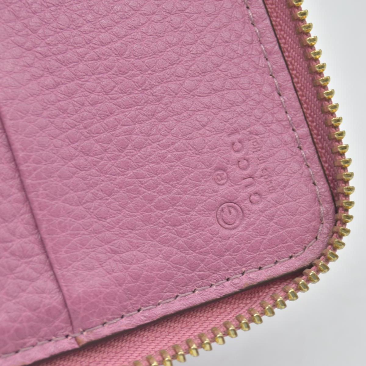$550 Gucci Dollar Calfskin GG Marmont Zip Around Wallet Perfect Pink