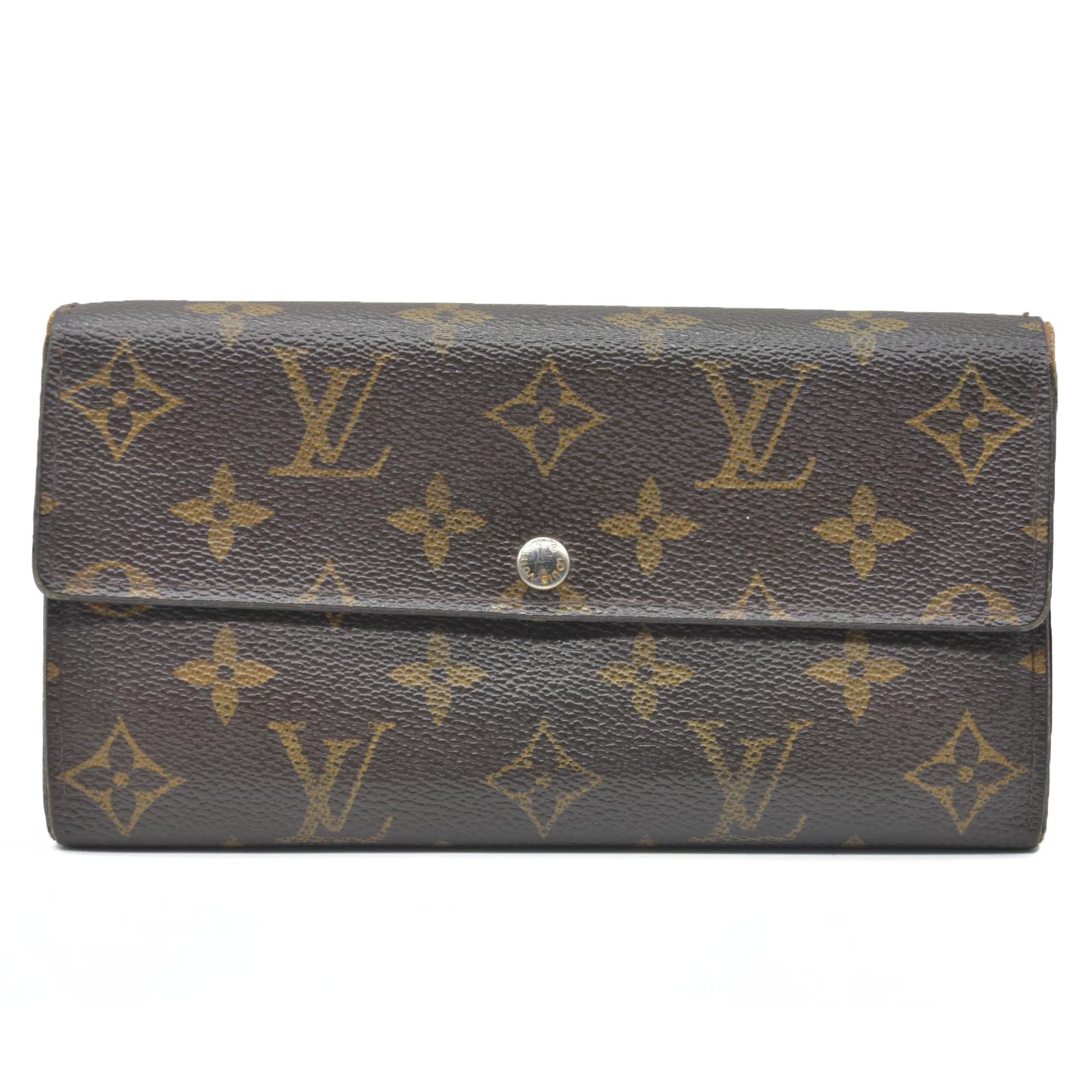 $720 Louis Vuitton Monogram Portefeiulle Sarah Long Bifold Wallet Brown CA0049