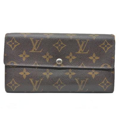 $720 Louis Vuitton Monogram Portefeiulle Sarah Long Bifold Wallet Brown CA0049