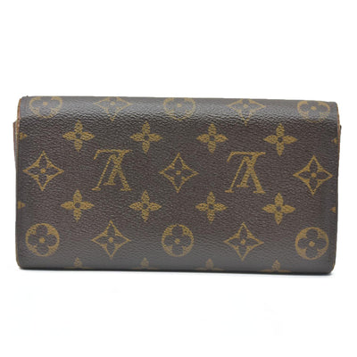 $720 Louis Vuitton Monogram Portefeiulle Sarah Long Bifold Wallet Brown CA0049