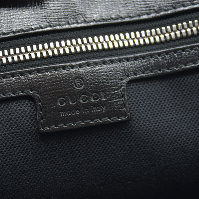 $2150 GUCCI GG Supreme Monogram Textured Dollar Calfskin Medium Retro Interlocking G Tote Bag in Black