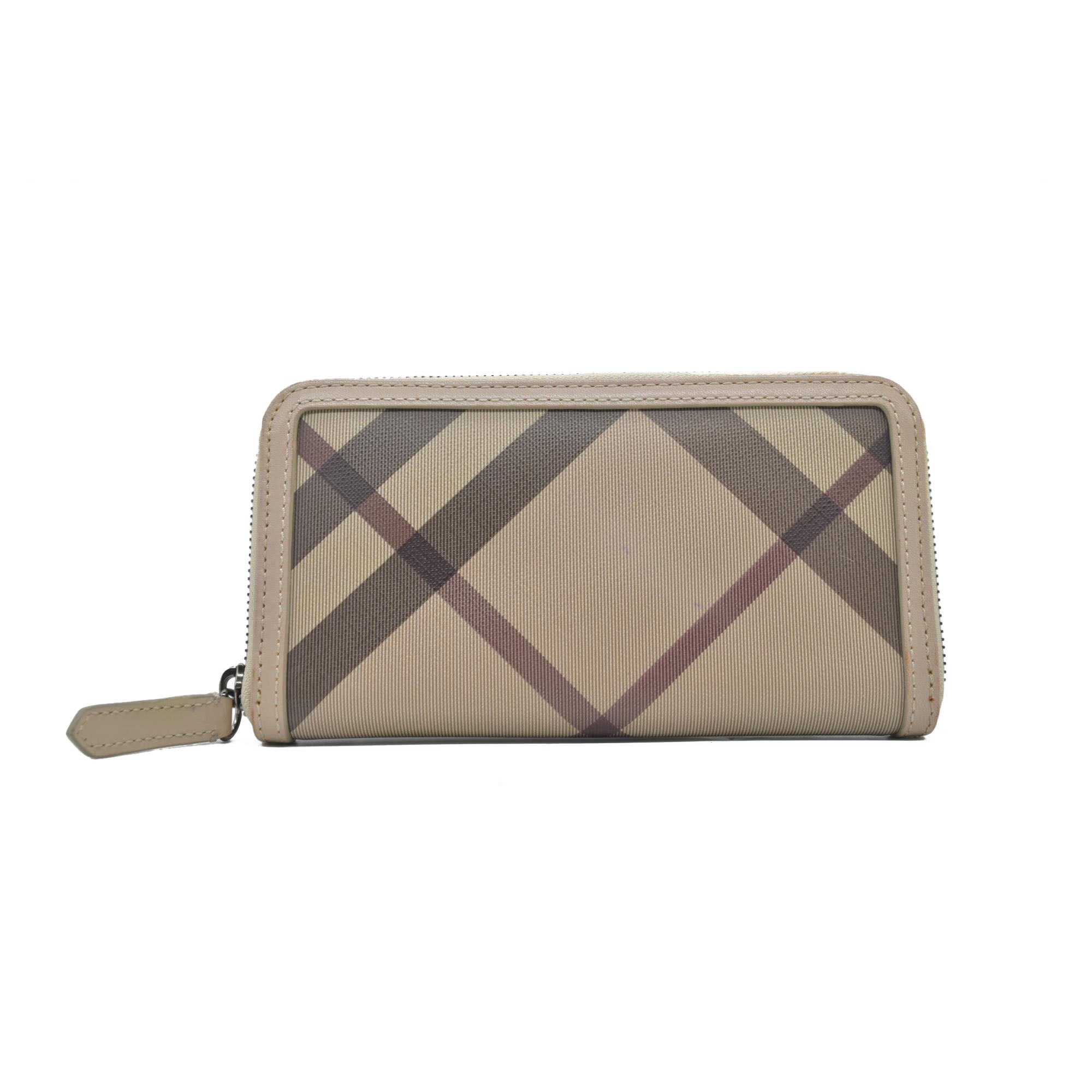 $680 Burberry Smoked Check Super Nova Check Pattern Continental Wallet CONSIGNMENT